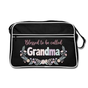 Grandma Grandma Fleurs Cadeau Grand-Mère Cute - Sac Retro - noir/blanc - Devant