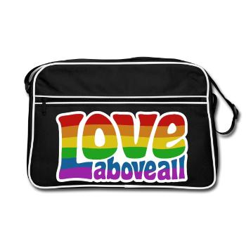 Love Above All | Rainbow Pride Design - Retro Bag - black/white - Front