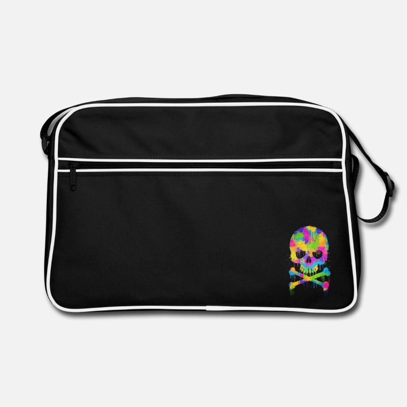 Trendy & Cool Abstract Graffiti Skull - Retro Bag - black/white