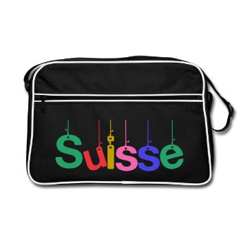SUISSE. PAYS. GENEVE. HUMOUR. DRAPEAU - Sac Retro - noir/blanc - Devant