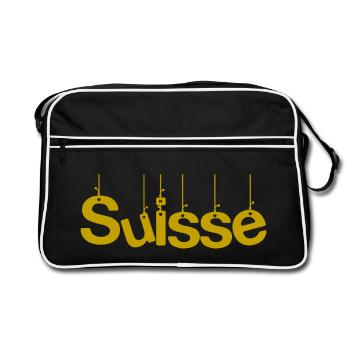 SUISSE. PAYS. GENEVE. SUISSE. HUMOUR. PAYS. DRAPEA - Sac Retro - noir/blanc - Devant