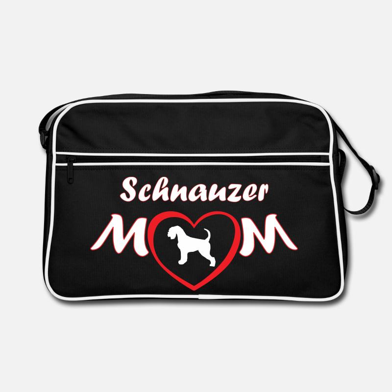 Schnauzer MOM - Ein Leben mit Schnauzern - Retro Tasche - Schwarz/Weiß