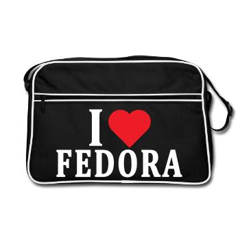 t-shirt J’adore Fedora idée cadeau t-shirt - Sac Retro - noir/blanc - Devant