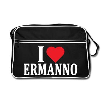 t-shirt J’aime Ermanno idée cadeau t-shirt - Sac Retro - noir/blanc - Devant