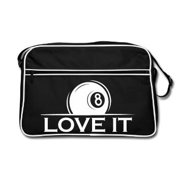8 Ball Love It Billiards Tournoi par équipe du club de billard - Sac Retro - noir/blanc - Devant