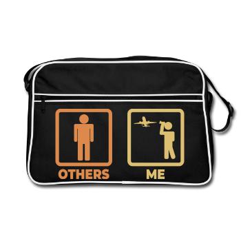 Airplane Lover Stick Figure - Retro Bag - black/white - Front