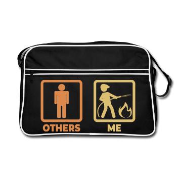 Firefighter Stick Figures - Retro Bag - black/white - Front