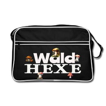 Forest Witch Mushrooms Toadstool Nature Witches Design - Retro Bag - black/white - Front