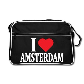 t-shirt J’adore Amsterdam idée cadeau - Sac Retro - noir/blanc - Devant