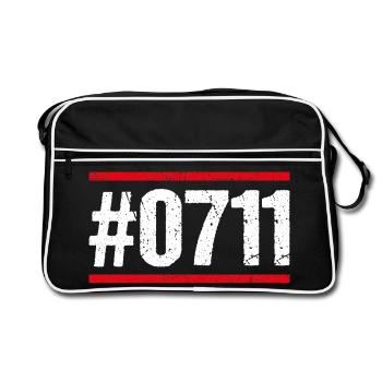 0711 Stuttgarter Vorwahl Schwabenland - Retro Tasche - Schwarz/Weiß - Vorne