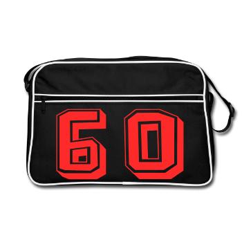 60. 60 ANS. 60e ANNIVERSAIRE. ANNIVERSAIRE 60 ANS. - Sac Retro - noir/blanc - Devant