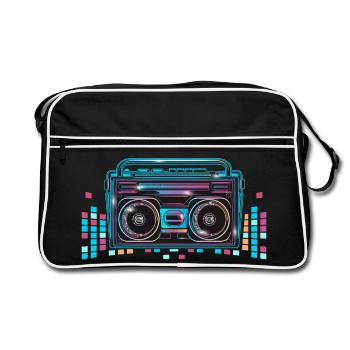 Cassette recorder in bright 80s neon look - Retro Bag - black/white - Front
