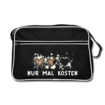 Nur mal kosten… Süßes Weihnachtsmotiv - Retro Tasche - Schwarz/Weiß - Vorne