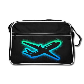 Airplane Aviator Kids Men's Boys Pilot - Retro Bag - black/white - Front