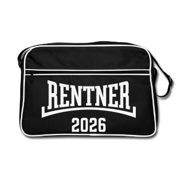 Rentner 2026 (Rente / Ruhestand / Konkav / White) - Retro Tasche - Schwarz/Weiß - Vorne