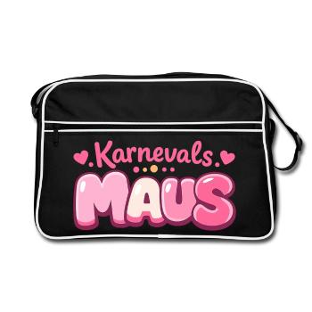 Karnevalsmaus Köln – Jeck im Fastelovend - Retro Tasche - Schwarz/Weiß - Vorne