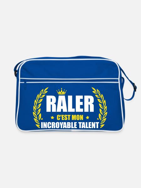 Râler c'est mon incroyable talent – humour râleur - Sac Retro - bleu/blanc - Devant