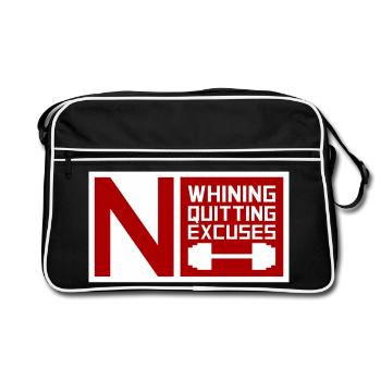 No Whining No Quitting No Excuses Gym Motivation - Retro Bag - black/white - Front