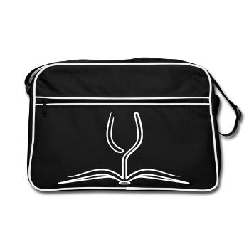 Lecture & Art de ligne de vin, Livre de verre à vin - Sac Retro - noir/blanc - Devant