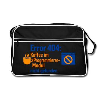 Error 404: Kaffee im Modul nicht gefunden - Retro Tasche - Schwarz/Weiß - Vorne