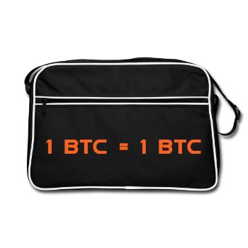 1 BTC = 1 BTC - Retro Tasche - Schwarz/Weiß - Vorne