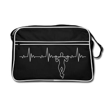 Calisthenics pull-up heartbeat street workout - Retro Bag - black/white - Front