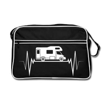 Camping Camper campeur battement de cœur - Sac Retro - noir/blanc - Devant