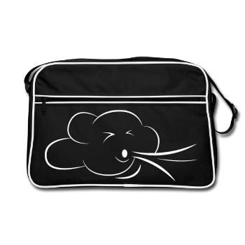 clouds clouds cloud breath symbol icon meditation - Retro Bag - black/white - Front