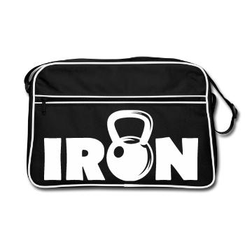kettlebell fitness training musculation symbole équipe - Sac Retro - noir/blanc - Devant