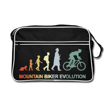 Mountainbiker Evolution - Retro Tasche - Schwarz/Weiß - Vorne