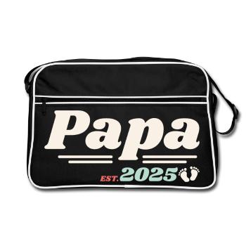 Papa Est 2025 Je vais être un papa style rétro - Sac Retro - noir/blanc - Devant