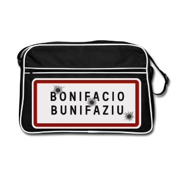 Panneau d’entrée de la ville de Bonifacio - Sac Retro - noir/blanc - Devant
