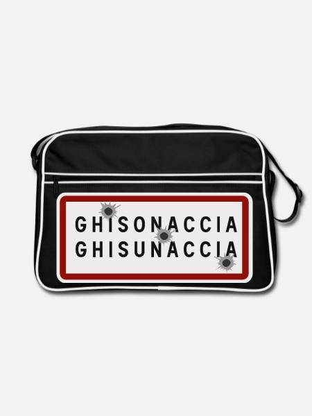 Panneau d’entrée de la ville de Ghisonaccia - Sac Retro - noir/blanc - Devant