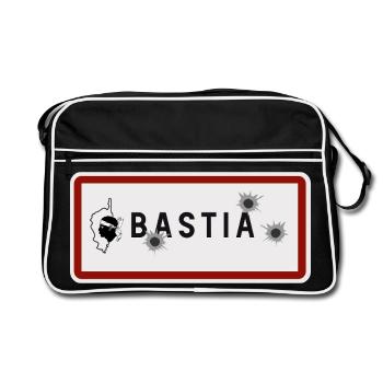 Panneau d’entrée de la ville de Bastia - Sac Retro - noir/blanc - Devant