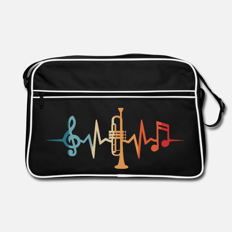 Trompete Herzschlag Trompeter Musiker - Retro Tasche - Schwarz/Weiß