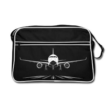 Landeabdruck von Passagierflugzeugen auf der Startbahn - Retro Tasche - Schwarz/Weiß - Vorne