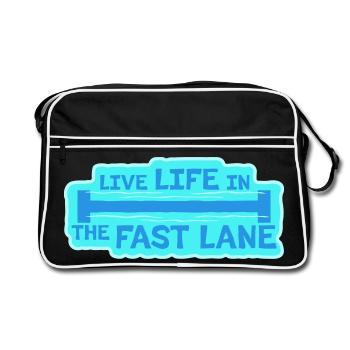 La vie dans la piscine flottante à toute vitesse, drôle de diction - Sac Retro - noir/blanc - Devant