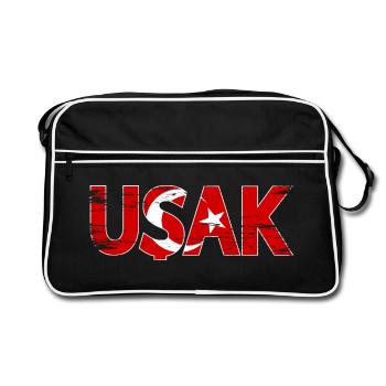 Usak Drapeau turc utilisé - Sac Retro - noir/blanc - Devant
