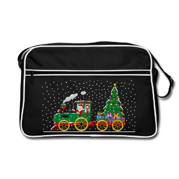Christmas procession with Santa Claus and reindeer - Retro Bag - black/white - Front