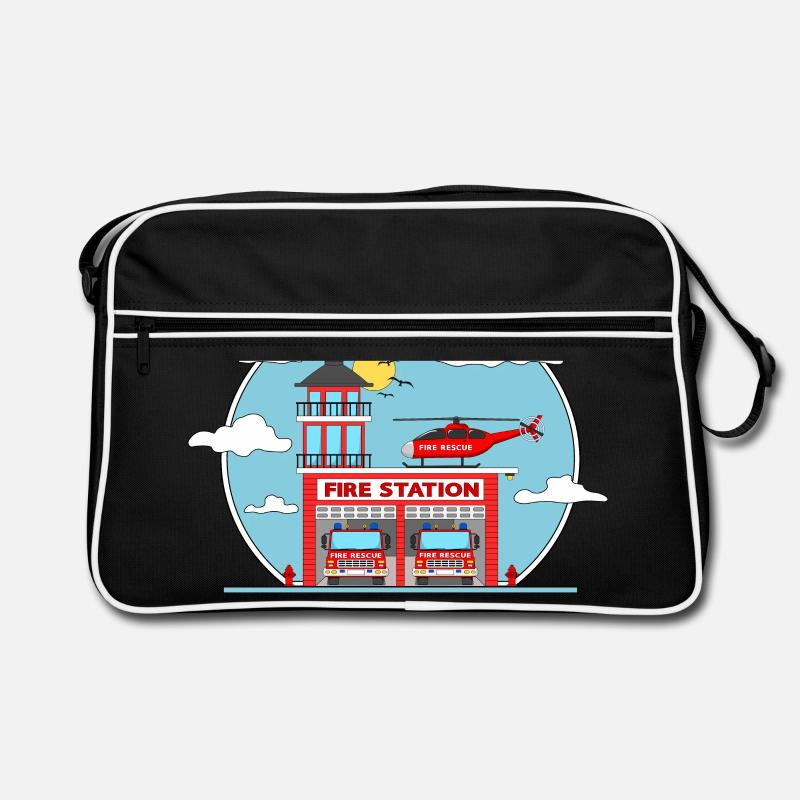 Fire Station with Helicopter and Fire Engine Retro Tasche