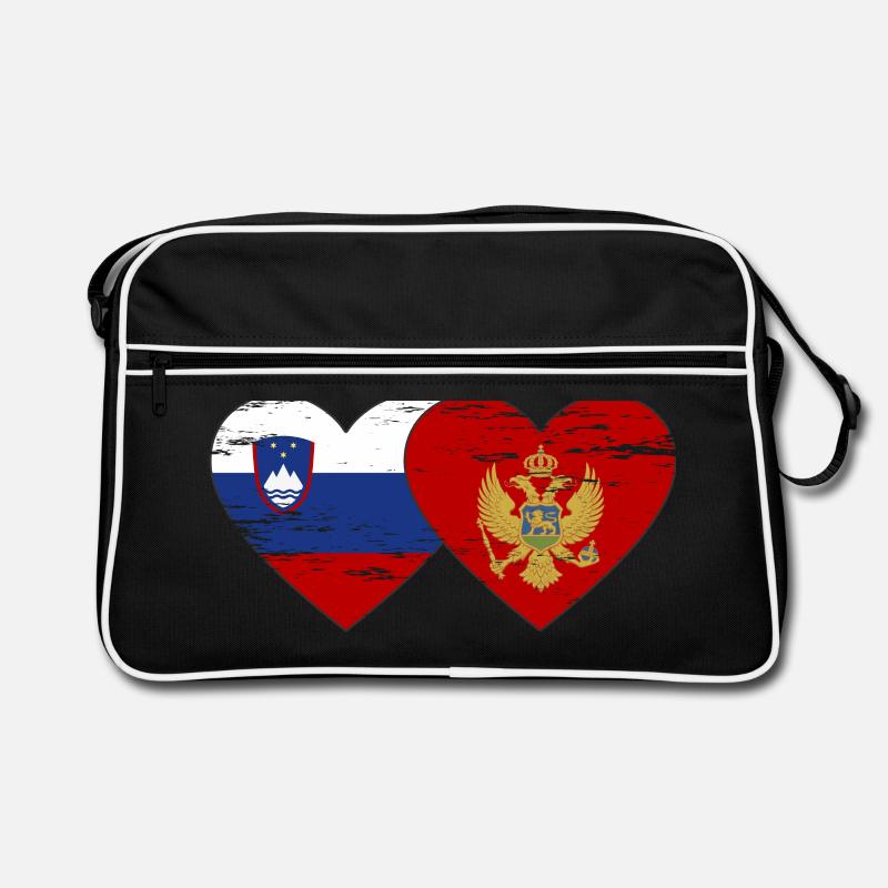 Slovénie Monténégro Drapeau Coeur utilisé Sac Retro