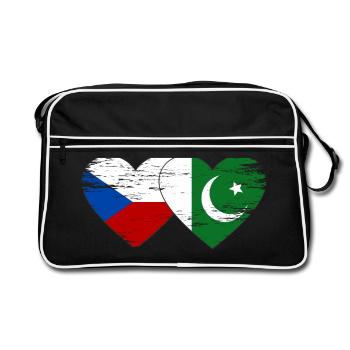 République tchèque Drapeau pakistanais coeur utilisé - Sac Retro - noir/blanc - Devant