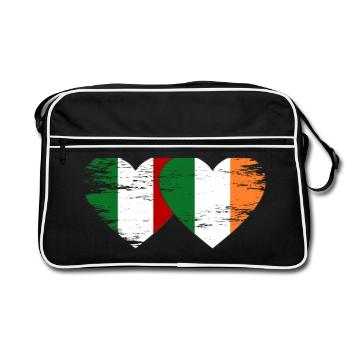 Italie Irlande drapeau coeur utilisé - Sac Retro - noir/blanc - Devant