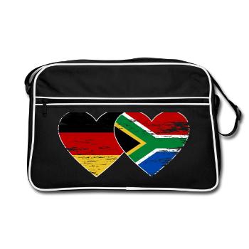 Allemagne Afrique du Sud Drapeau Mains Coeur Forme Utilisé - Sac Retro - noir/blanc - Devant