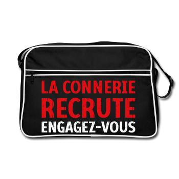 La connerie recrute engagez-vous Humour Citation - Sac Retro - noir/blanc - Devant