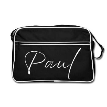 T-shirt Paul Nom cadeau pour hommes - Sac Retro - noir/blanc - Devant