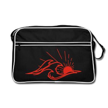 The waves and the red sun - Retro Bag - black/white - Front