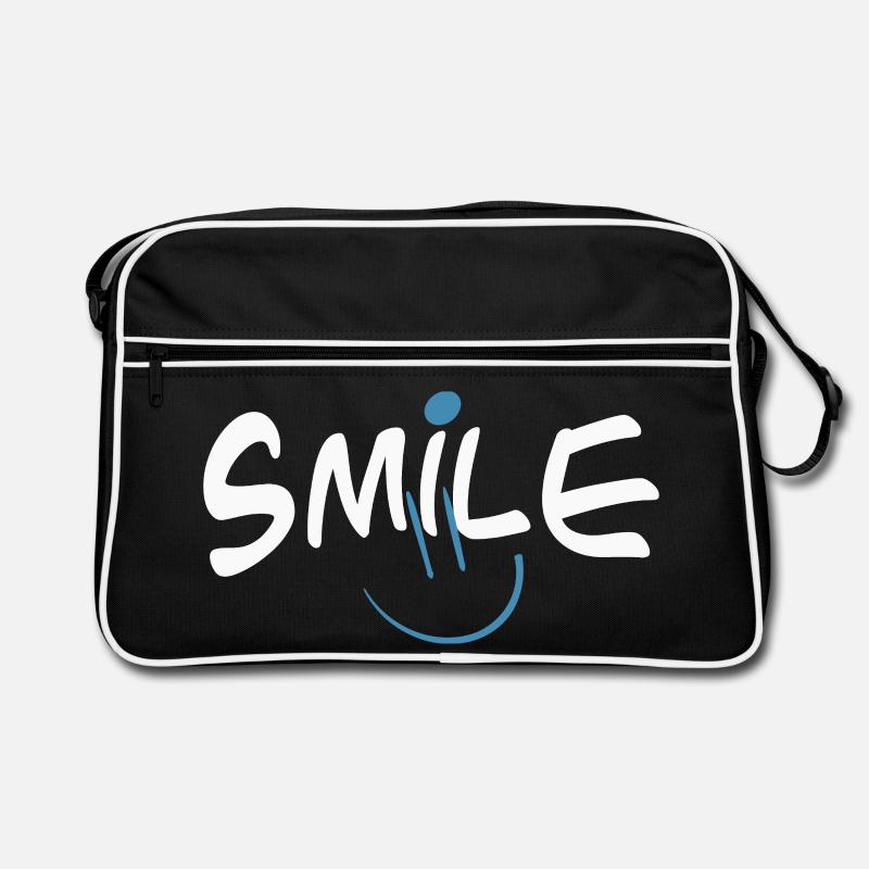 Fröhliches Smile mit Farbklecks - Retro Tasche - Schwarz/Weiß