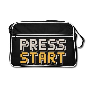 Press Start Retro Gamer Pixel Look Arcade - Retro Bag - black/white - Front