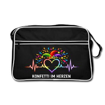 karneval konfetti im herzen EKG - Retro Tasche - Schwarz/Weiß - Vorne